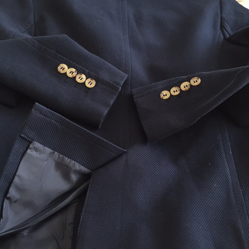 NWOT Talbots 100% Cotton Navy Blue Classic Blazer - Picture 7 of 10